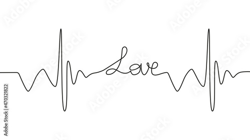 love lettering heartbeat design positive motivational optimist heart love.