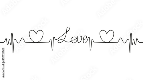 love lettering heartbeat design positive motivational optimist heart love.