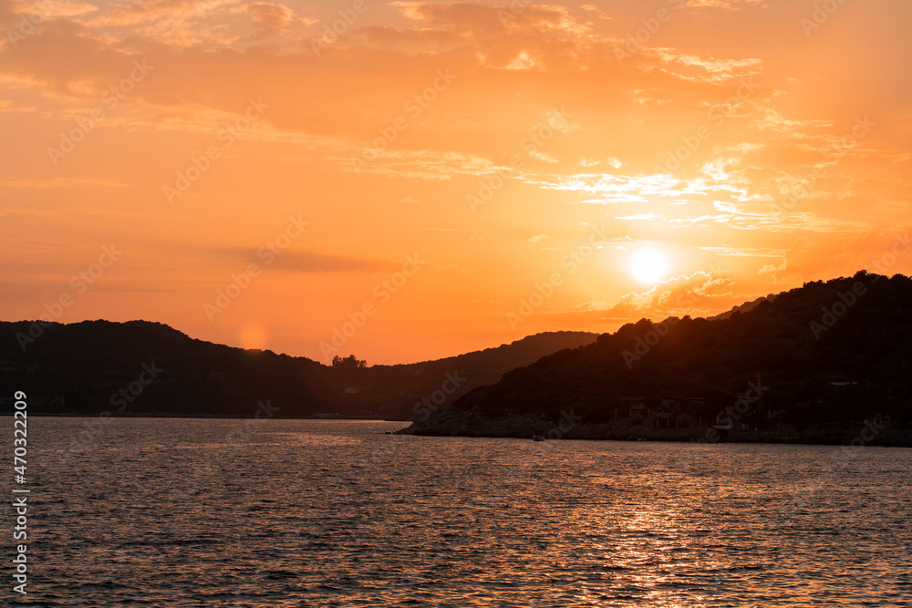 Seascape during sunset. Kaş, Turkey.