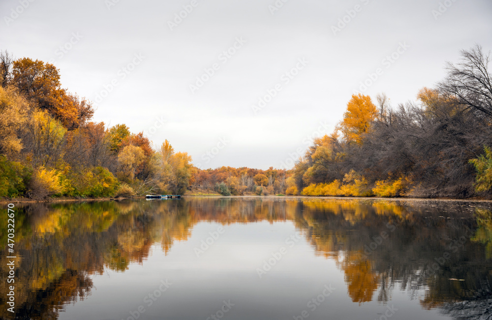 Autumn at pond very calm Autumn at pond very calm