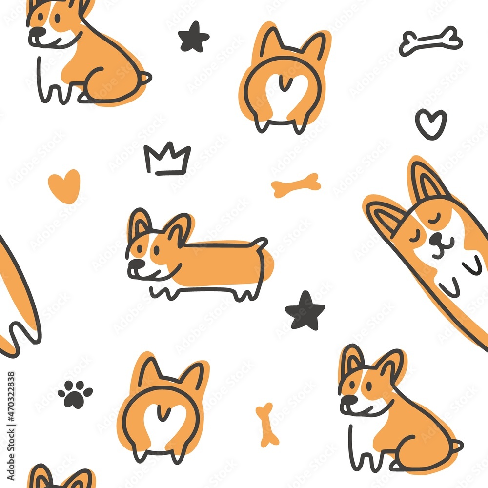 The pattern of cute corgi dogs