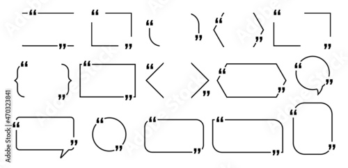 Quote box frames. Quotation bubble. Vector opinion or description textbox