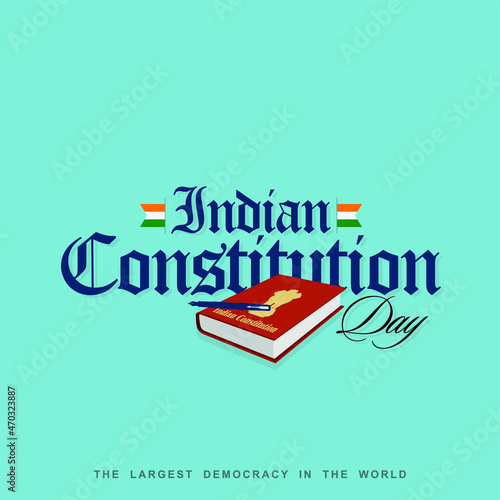 Creative Banner Design for Indian Constitution Day. The Largest Democracy in the World. Editable Illustration of Law Book.