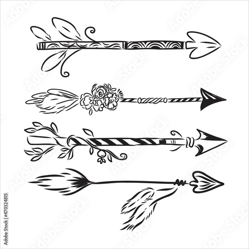hand drawn set of tribal arrows, native american poster, T-shirt print