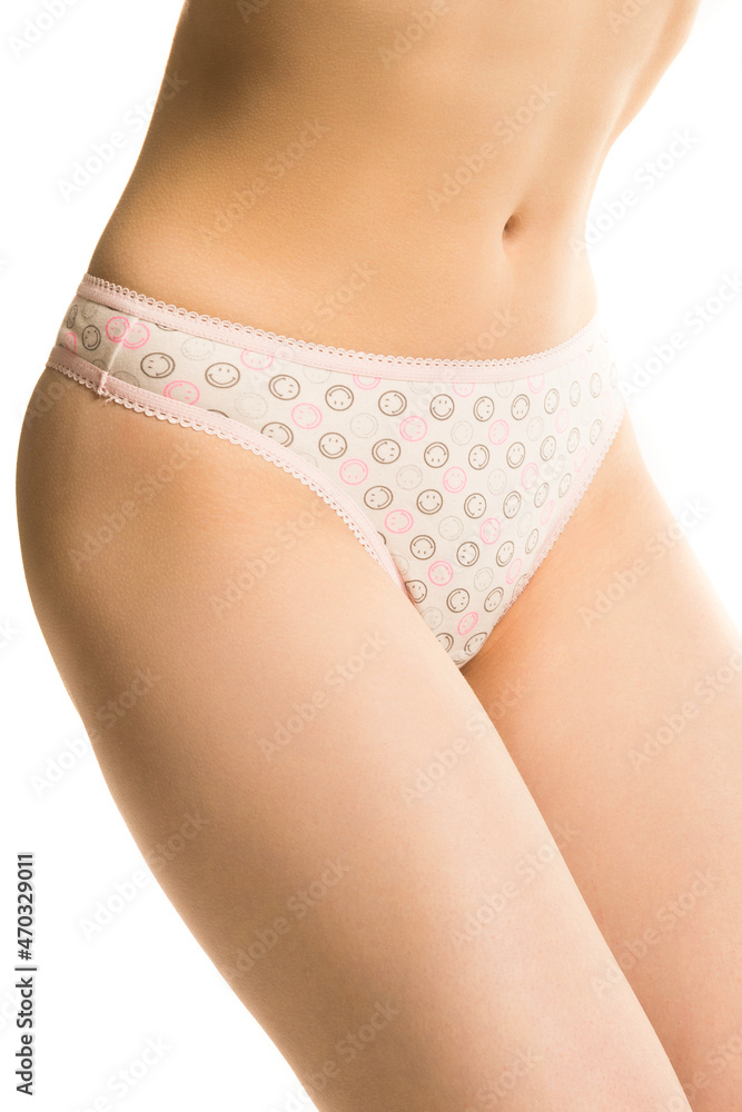 girl in panties, half-length shot on white background girl in panties, half-length shot on white background
