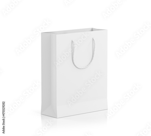 White paper bag isolated on white background. 3D illustration