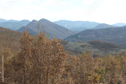View on street and landscape of SH 75 Albania, Direction to Korca 