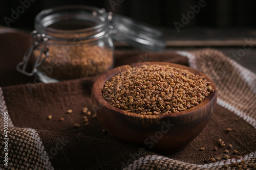 Bowl of fenugreek dry seeds