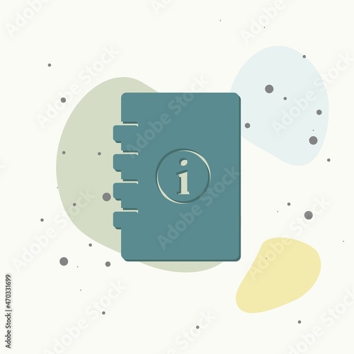 Vector icons user guide book on multicolored background.