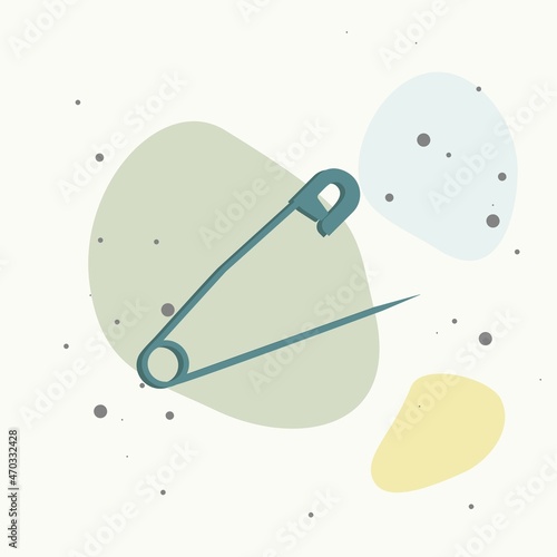 Vector icon image safety pin on multicolored background.