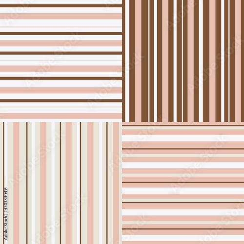 4 Seamless patterns with stripes. Perfect for apparel, fabric, textile, wrapping paper,decoration, card, scrapbooking. Vector illustration.