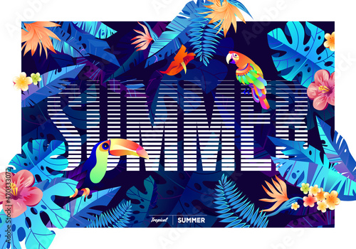 Tropical summer holiday illustration.