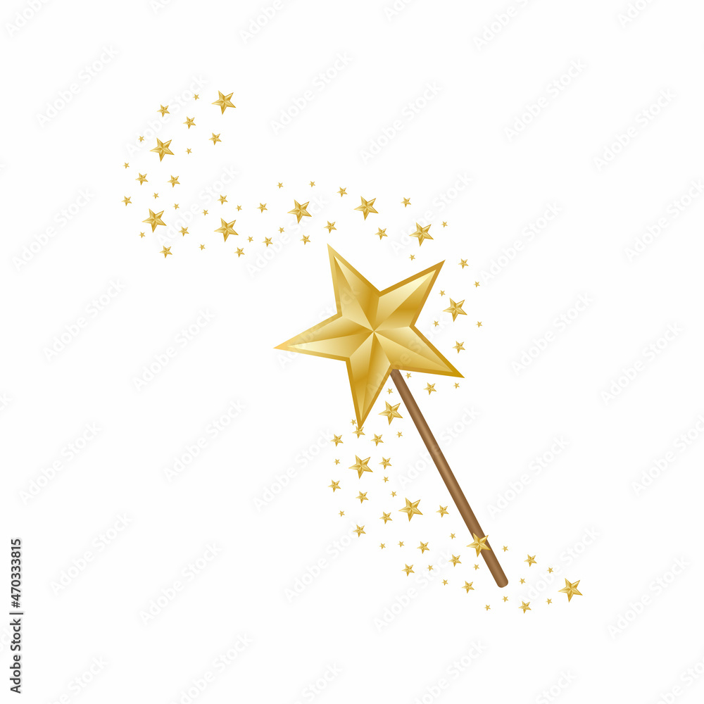 Magic wand with multicolored stars, vector