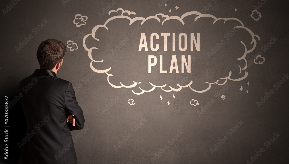 businessman drawing a cloud with inscription