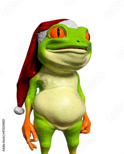 santa frog cartoon standing up