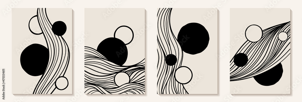 Creative minimalist hand painted Abstract art background with black and
