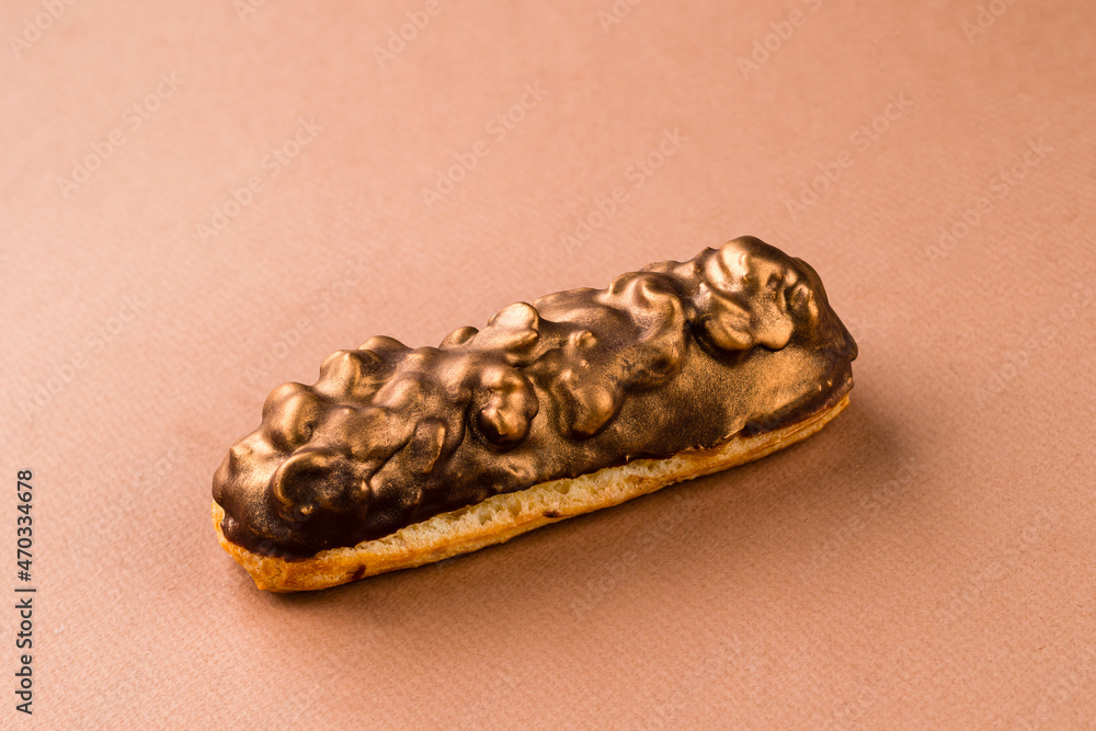 French dessert eclair with chocolate