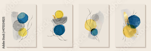 Creative minimalist hand painted Abstract art background with watercolor stain and shape elements vector EPS10. Design for wall decoration, postcard, poster or brochure