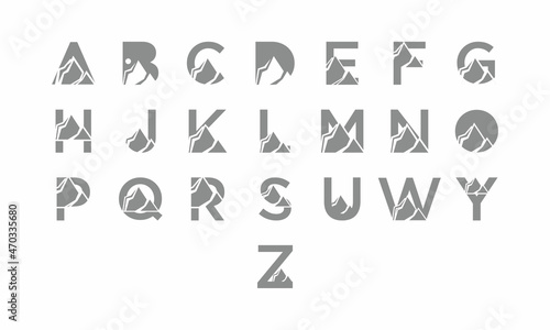 Creative initial set of A-Z monogram logo templates. icon for simple mountain business.