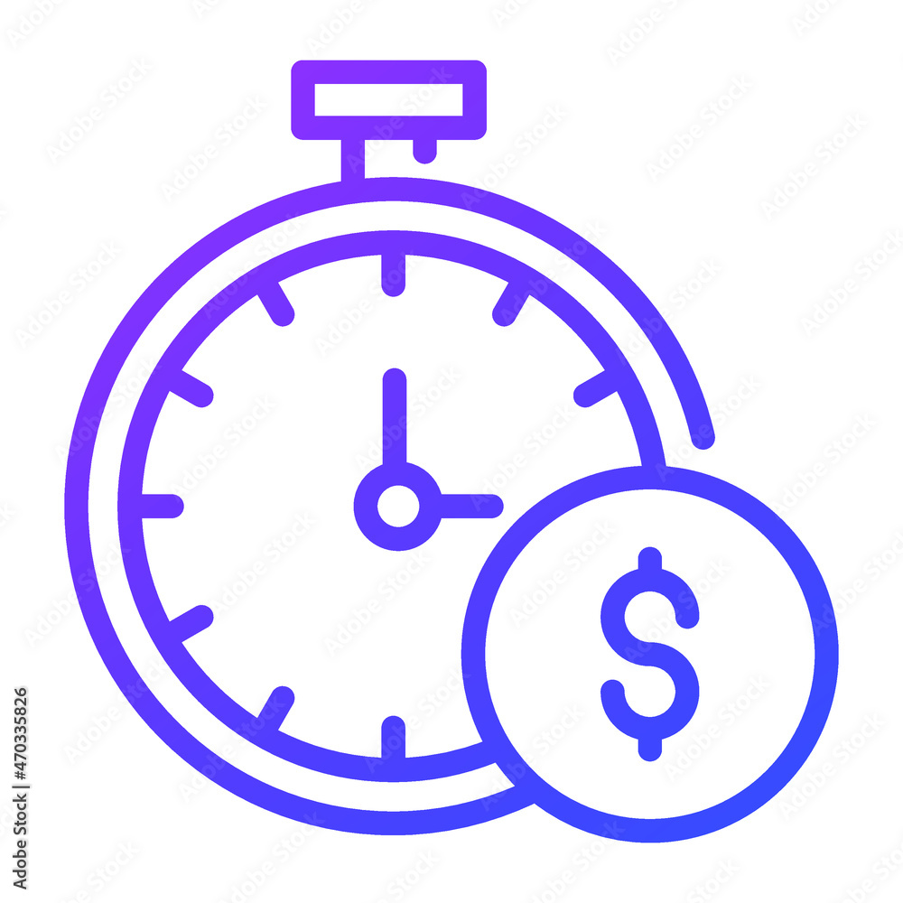 time is money outline icon, business and finance icon. time is money outline icon, business and finance icon.