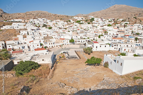 View of Lindos from above-Rhodes-Greece