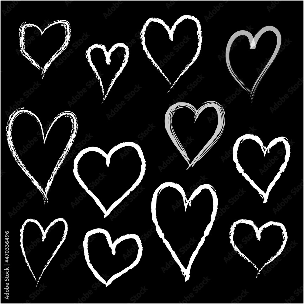 set of hearts white brush hand made set of hearts white brush hand made