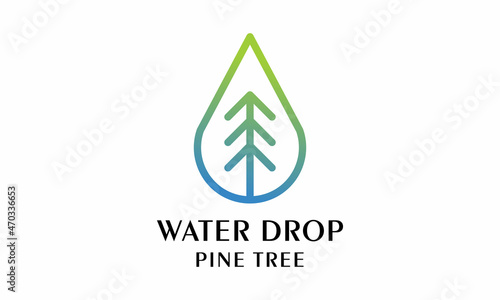 pine with water droplet vector logo design vector template on a white background.