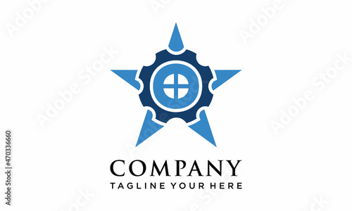 Home gear and Star Logo Design Template Inspiration on a white background.