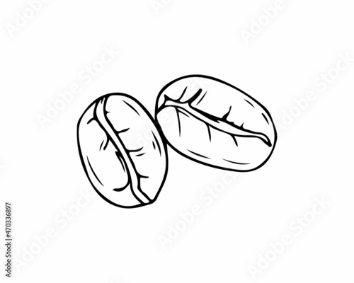 coffee beans in the style of vector graphics, sketch. coffee beans icon, logo. Vector illustration © Zueva Alyona