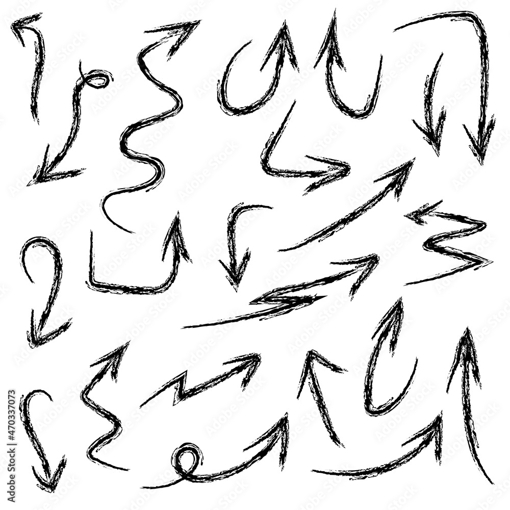 Fototapeta premium hand drawn arrows hand made with brush set