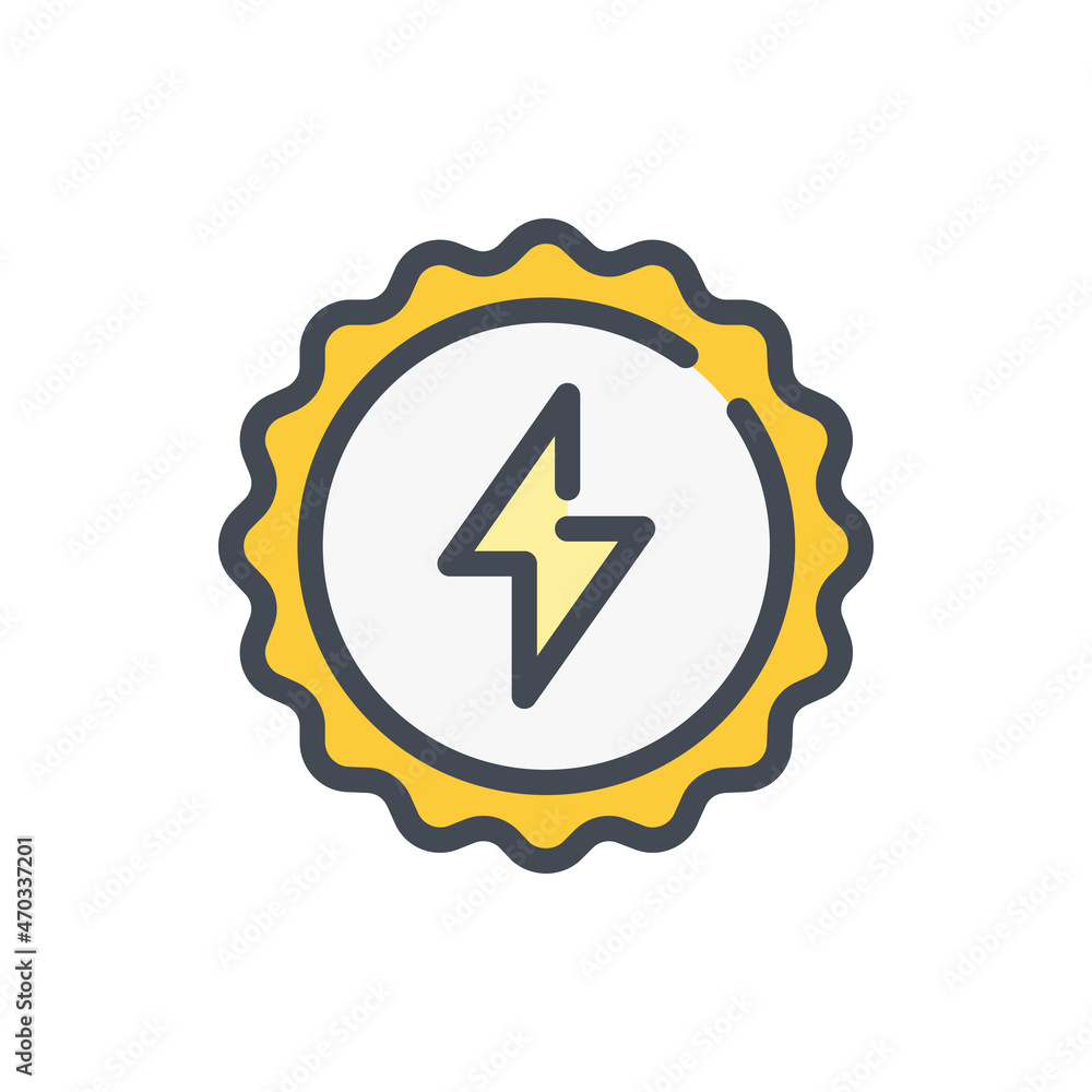 Power and energy ribbon color line icon. Alternative energy label vector outline colorful sign. Power and energy ribbon color line icon. Alternative energy label vector outline colorful sign.