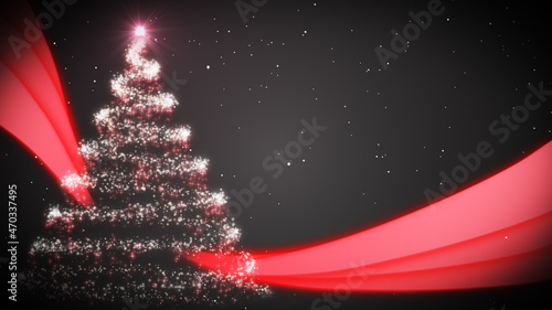 Pink Sparkles Christmas Tree Card. Sparkling Christmas tree on snowy background illustration.
