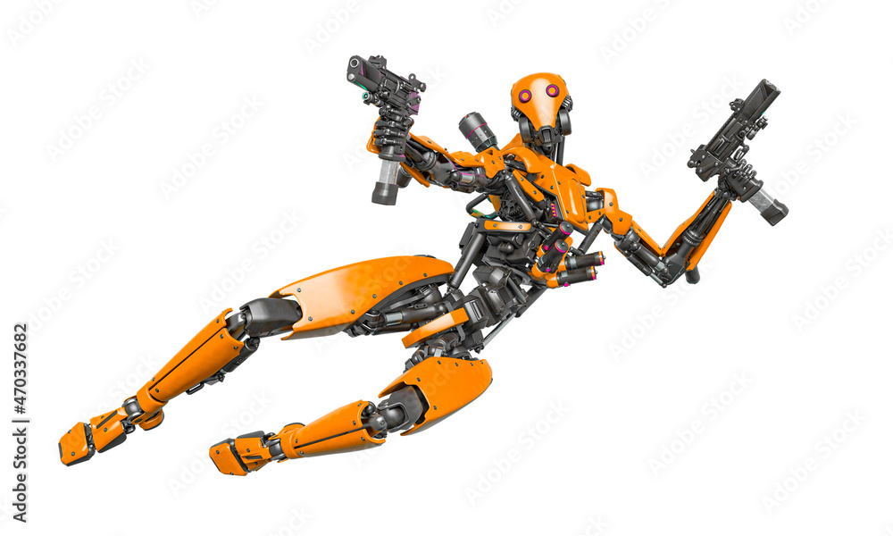 droid soldier is shooting in action and holding a pistol droid soldier is shooting in action and holding a pistol