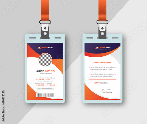 identity card with stylish red id card design template