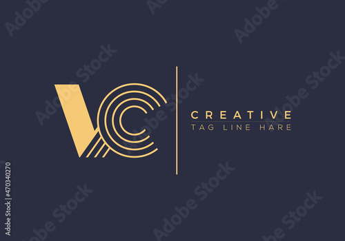 creative VC Logo Letter Icon Design Vector template. modern CV logotype golden elements