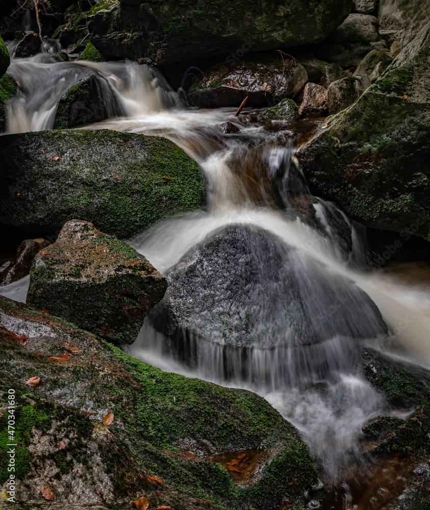 Fototapeta premium Waterfall on river Ilse in forest Harz, Germany