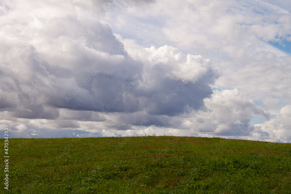 natural background summer season field clouds and horizon