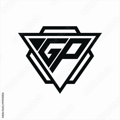 GP Logo monogram with triangle and hexagon template