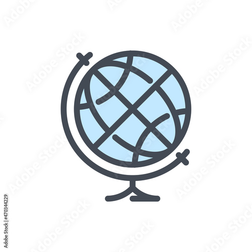 Globe sphere color line icon. Planet stand vector outline colorful sign.