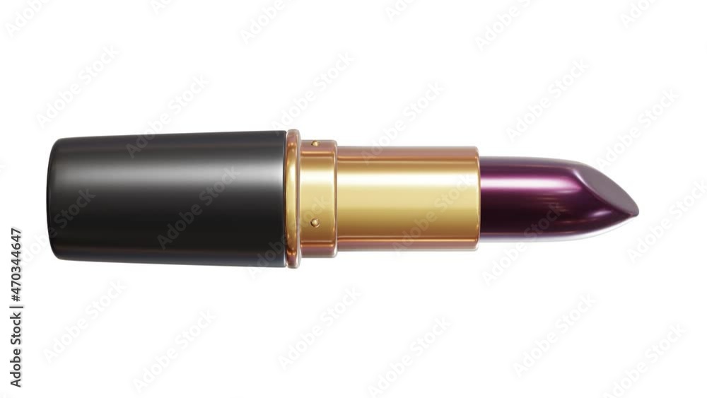 Realistic 3D animation of the glamour dark wine color shiny lipstick rendered in UHD with alpha matte Realistic 3D animation of the glamour dark wine color shiny lipstick rendered in UHD with alpha matte