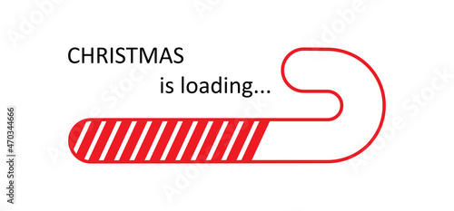 Christmas is loading progress bar, Christmas countdown vector candy cone. Simple holiday winter illustration