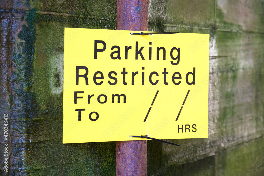 Parking restriction sign at private property car park Parking restriction sign at private property car park
