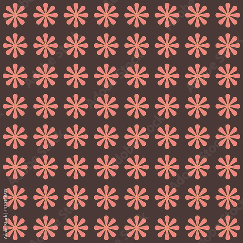 Vintage floral seamless pattern. 1960s. 1970s retro aesthetique. Simple geometric flowers  abstract vector illustration. Groovy graphic print for fabric  paper  stationery