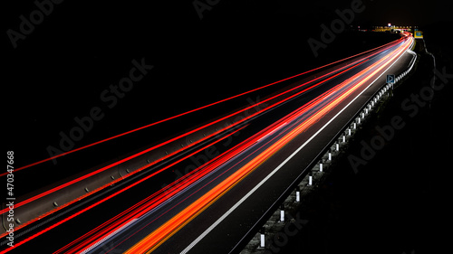 Traffic at night. Travel highspeed concept. photo