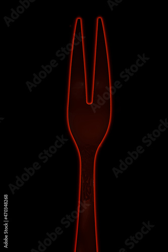 fork, red hot, double, small size, front view