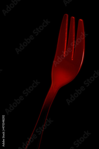 fork, red-hot, triple, small size, side view