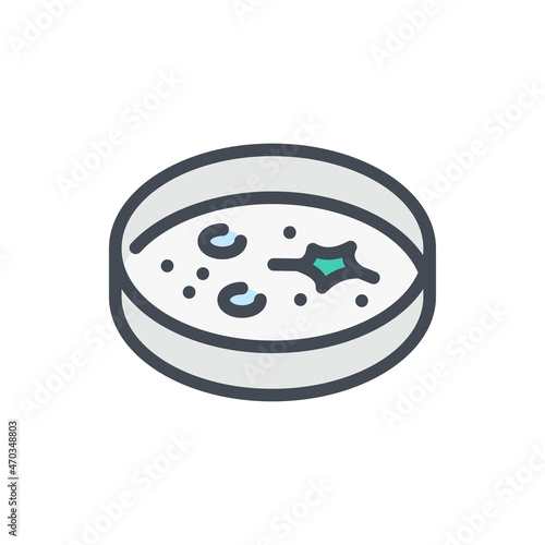Petri dish with bacteria color line icon. Laboratory experiment and glassware vector outline colorful sign.