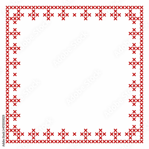 Wallpaper Mural Cross stitch border frame pattern, perfect for Christmas banner design Torontodigital.ca