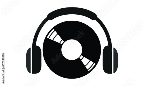 Headphones vinyl Headset Logo
