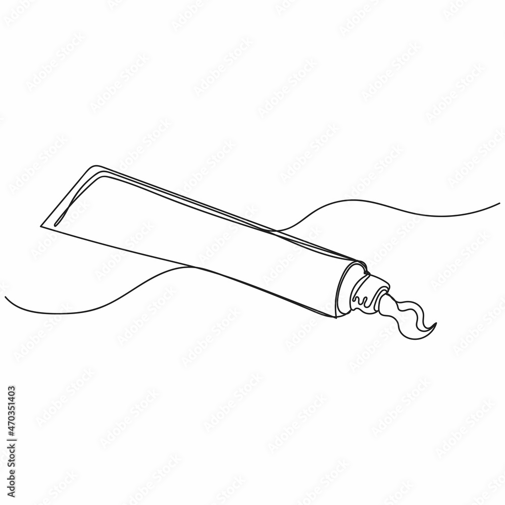 Vector continuous one single line drawing icon of toothpaste tube in ...